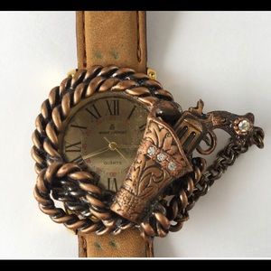 Maria Lourdes quartz watch attached gun w/ holster